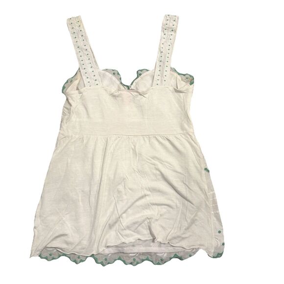 Anthropologie Lu Lu Lamé White Floral Embroidered Sleeveless Bloude Top Sz Large - Picture 6 of 7